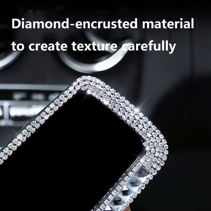 WedFeir Bling Rhinestone Car Rear View Mirror  Mirror with Crystal Diamonds Rhinestones for Women Car Interior Trim. ( Sliver ) - Image 3